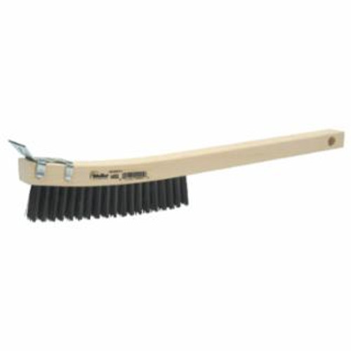 Buy CURVED HANDLE SCRATCH BRUSH, 14 IN L , 3X19 ROWS, STEEL WIRE, WOOD HANDLE, SCRAPER now and SAVE!