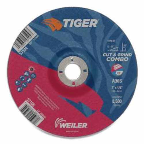 Buy TIGER AO TYPE 27 COMBO WHEEL, 7 X 1/8 IN, 5/8 IN-11 ARBOR, A30S now and SAVE!