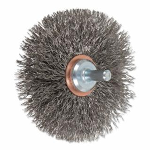 Buy MOUNTED CRIMPED WHEEL BRUSHES, STAINLESS STEEL, 20,000 RPM, 3 IN X 0.014 IN now and SAVE!