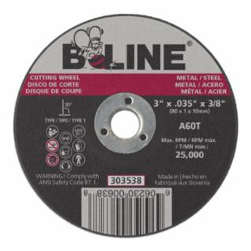 Buy CUTTING WHEEL, 3 IN DIA, 0.035 IN THICK, 3/8 IN ARBOR, 60 GRIT, ALUM OXIDE now and SAVE!