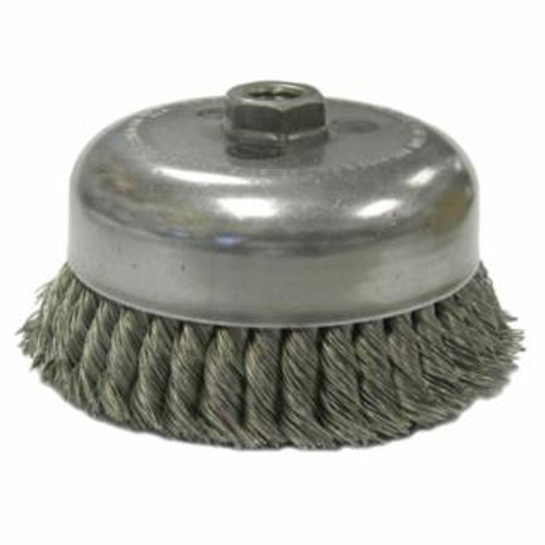 Buy HEAVY-DUTY KNOT WIRE CUP BRUSH, 6 IN DIA., 5/8-11 UNC ARBOR, 1 3/8 X .035 WIRE now and SAVE!