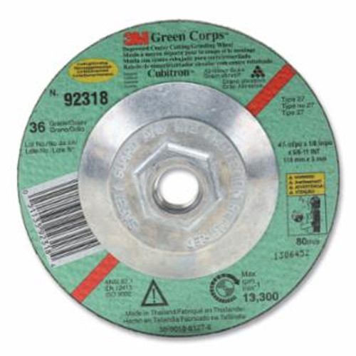 Buy GREEN CORPS WHEEL, 4 1/2 IN DIA, 1/8 IN THICK, 5/8 ARBOR, 36 GRIT CERAMIC now and SAVE!