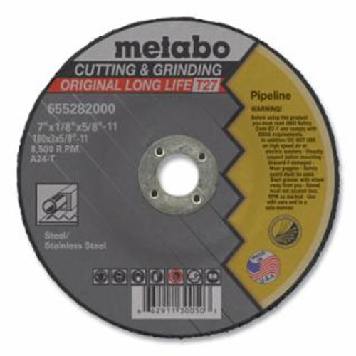 Buy TYPE 27 PIPELINE GRINDING/NOTCHING/CUTTING WHEEL, 7 IN DIA X 5/8 IN-11 ARBOR X 1/8 IN THICK, A24T now and SAVE!