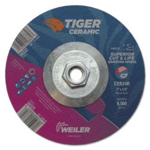 Buy TIGER CERAMIC GRINDING WHEELS, 7 IN DIA, 1/4 IN THICK, 5/8 IN ARBOR,10/BX now and SAVE!