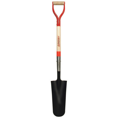 BUY DRAIN SPADE, 14 IN L X 4.75 IN W ROUND BLADE, 29 IN NORTH AMERICAN HARDWOOD STEEL/WOOD D-GRIP HANDLE now and SAVE!