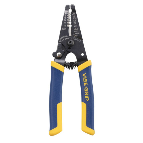 BUY VISE-GRIP WIRE STRIPPER/CUTTER, 6 IN L, 10 AWG TO 20 AWG, BLUE/YELLOW HANDLE now and SAVE!