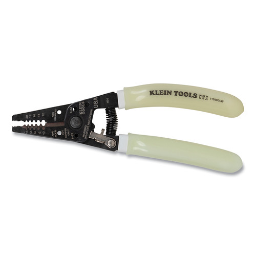 BUY HIGH-VISIBILITY KLEIN-KURVE WIRE STRIPPER/CUTTER, 7.4 IN L, 10 TO 18 AWG, GLOW IN THE DARK now and SAVE!