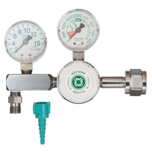 BUY OXYGEN FLOW GAUGE REGULATOR, 2 TO 15 LPM, 3000 PSI INLET, CGA 540 NUT AND NIPPLE now and SAVE!