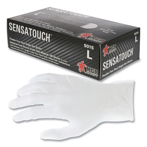 BUY SENSAGUARD POWDER-FREE VINYL DISPOSABLE GLOVES, 5 MIL, LARGE, CLEAR now and SAVE!