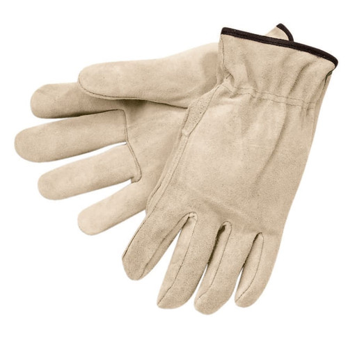 BUY PREMIUM-GRADE LEATHER DRIVING GLOVES, COWHIDE, LARGE, UNLINED, STRAIGHT THUMB, GRAY now and SAVE!