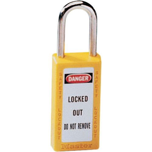 BUY ZENEX THERMOPLASTIC SAFETY LOCKOUT PADLOCK, 411, 1-1/2 W X 3 H BODY, 1-1/2 IN H SHACKLE, KD, YELLOW now and SAVE!