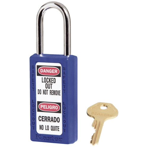 BUY ZENEX THERMOPLASTIC SAFETY LOCKOUT PADLOCK, 411, 1-1/2 W X 3 H BODY, 1-1/2 IN H SHACKLE, KD, BLUE now and SAVE!