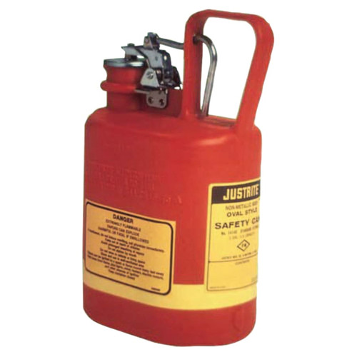 BUY OVAL NONMETALLIC TYPE L SAFETY CANS FOR FLAMMABLES, 1 GAL, RED, STAINLESS STEEL now and SAVE!