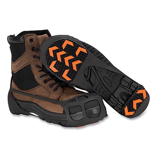 BUY INDOOR/OUTDOOR SPIKELESS TRACTION AID, LARGE/X-LARGE, RUBBER, BLACK/HI-VIZ ORANGE CHEVRONS now and SAVE!