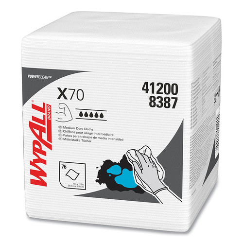 BUY WYPALL X70 CLOTHS, WHITE, 12.5 IN W X 12 IN L, 76 SHEETS/UNIT, PACK, 12 PK/CA now and SAVE!