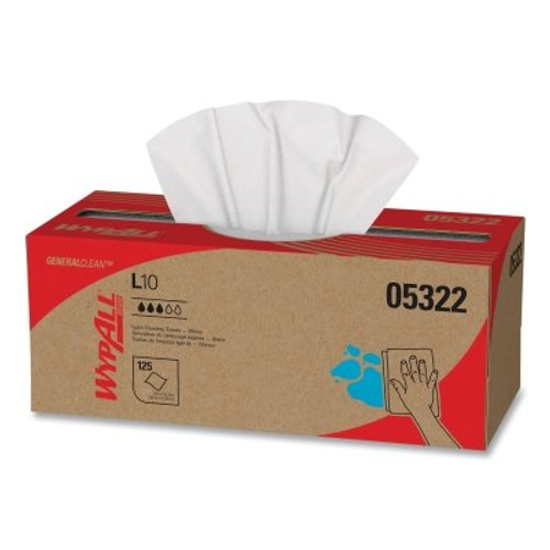 BUY WYPALL GENERAL CLEAN L10 LIGHT CLEANING TOWEL, WHITE, 10-1/2 IN W X 12 IN L, 125/BOX, POP-UP BOX, 1-PLY now and SAVE!