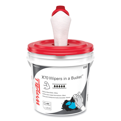 BUY WYPALL WIPERS IN A BUCKET, WHITE, 220 PER BUCKET, 2 BUCKET/CA now and SAVE!