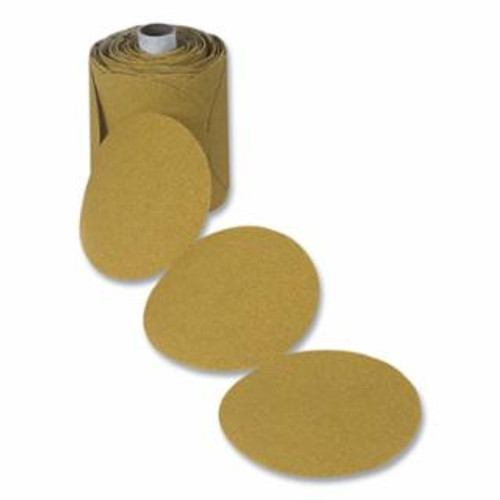BUY PAPER SANDING DISC, ALUMINUM OXIDE, 5 IN DIA, PSA, P80 GRIT, DOR, GOLD, MYLAR now and SAVE!