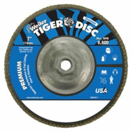 BUY TIGER DISC ANGLED STYLE FLAP DISC, 7 IN DIA, 60 GRIT, 5/8 IN-11, 8600 RPM, TYPE 29 now and SAVE!