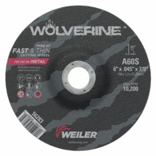 BUY WOLVERINE THIN CUTTING WHEELS, 6 IN X .045 IN, 7/8 ARBOR, 60 GRIT, S, TYPE 27 now and SAVE!