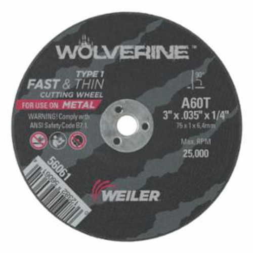 BUY WOLVERINE FLAT TYPE 1 CUTTING WHEEL, 3 IN DIA, .035 THICK, 1/4 ARBOR, 60 GRIT now and SAVE!