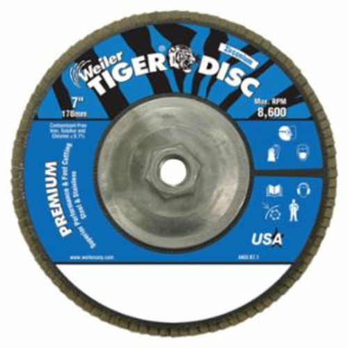 BUY TIGER DISC ANGLED STYLE FLAP DISC, 7 IN DIA, 36 GRIT, 5/8 IN-11, 8600 RPM, TYPE 29 now and SAVE!