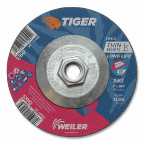 BUY TIGER AO CUTTING WHEEL, 5 IN DIA X 0.045 IN THICK, 5/8 -11 IN UNC ARBOR, A60T, TYPE 27 now and SAVE!