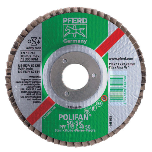 BUY TYPE 27 POLIFAN SG FLAP DISCS, 7", 40 GRIT, 5/8 ARBOR, 8,500 RPM, ZIRCONIA now and SAVE!