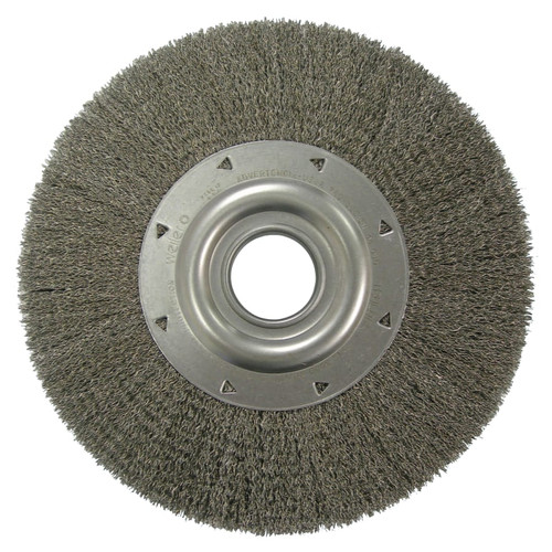 BUY WIDE-FACE CRIMPED WIRE WHEEL, 12" DIA. X 2" W, 0.014 STAINLESS STEEL, 3,000 RPM now and SAVE!