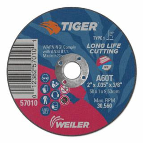 BUY TIGER AO CUTTING WHEEL, 2 IN DIA X 0.035 IN THICK, 3/8 IN ARBOR, A60T, TYPE 1 now and SAVE!