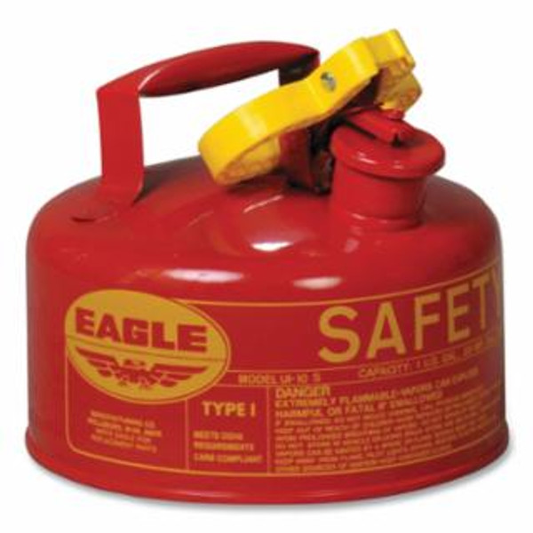 TYPE I SAFETY CANS-GALVANIZED STEEL, POLY, STAINLESS STEEL Metal - Type l Safety Can, 1 gal, Red