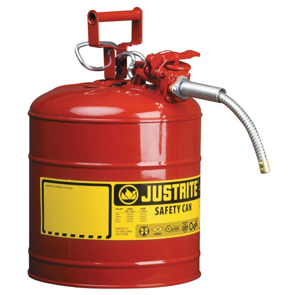 BUY TYPE II ACCUFLOW SAFETY CAN, GAS, 5 GAL, RED, INCLUDES 5/8 IN OD FLEXIBLE METAL HOSE now and SAVE!