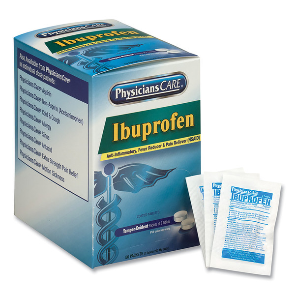 BUY PHYSICIANSCARE IBUPROFEN TABLET 200 MG, 2 PK/50 PER BOX now and SAVE!