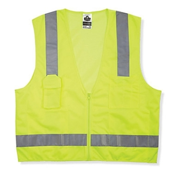 BUY GLOWEAR 8249Z CLASS 2 ECONOMY SURVEYORS VEST, S/M, LIME now and SAVE!