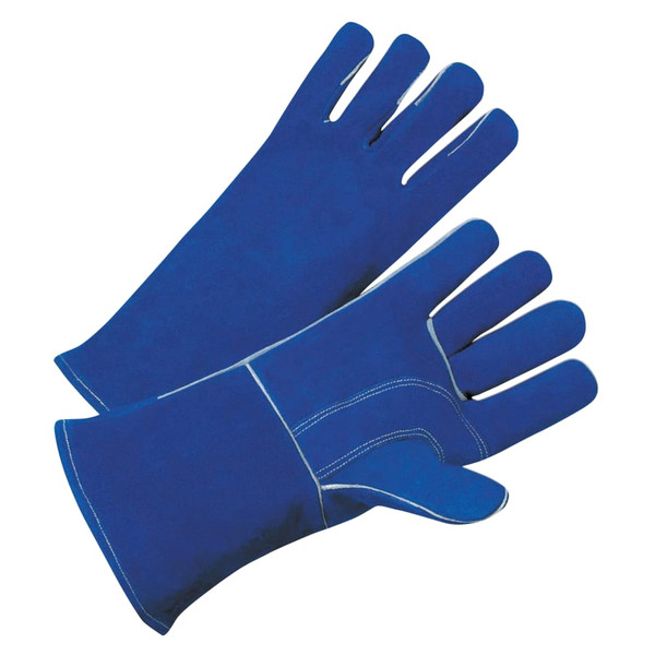 Buy 7344 LEATHER WELDING GLOVES, LEATHER, LARGE, BLUE, 4 IN GAUNTLET, COTTON LINING now and SAVE!