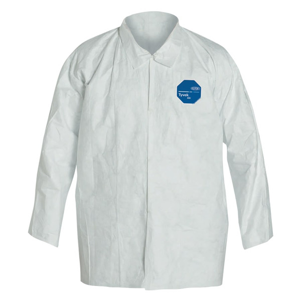 BUY TYVEK 400 FRONT SNAP SHIRT WITH COLLAR AND OPEN WRISTS, FLASHSPUN, WHITE, MEDIUM now and SAVE!