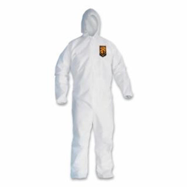 Buy KLEENGUARD A30 COVERALLL, ZIPPER FRONT, ELASTIC BACK, WRIST AND ANKLES, HOOD, WHITE, LARGE now and SAVE!