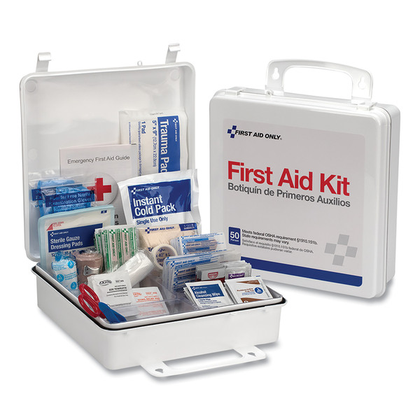 BUY 50 PERSON ANSI FIRST AID KIT, WEATHERPROOF PLASTIC CASE, WALL MOUNT, CARRY HANDLE now and SAVE!