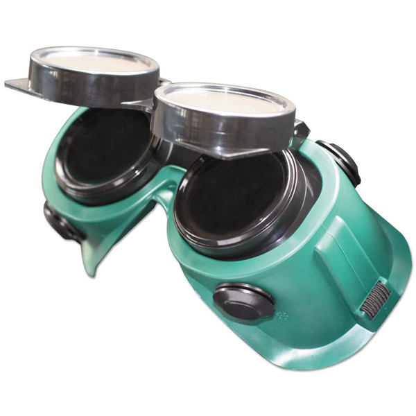 Buy FLIP FRONT SOFT VINYL GOGGLES, GREEN FRAME, GREEN LENS, ELASTIC STRAP, 50MM now and SAVE!