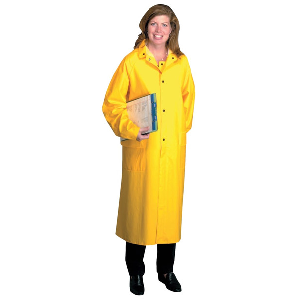 BUY 48 IN RAINCOAT WITH DETACHABLE HOOD, 0.35 MM, PVC OVER POLYESTER, YELLOW, 2X-LARGE now and SAVE!