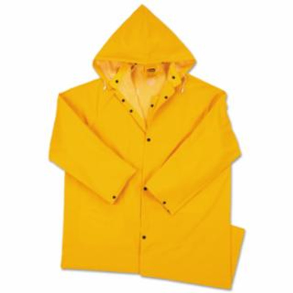 Buy 48 IN RAINCOAT WITH DETACHABLE HOOD, 0.35 MM, PVC OVER POLYESTER, YELLOW, LARGE now and SAVE!