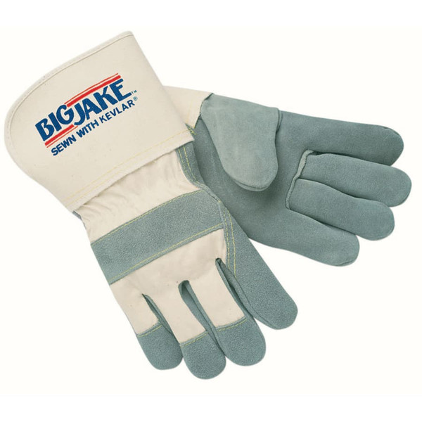 BUY BIG JAKE PREMIUM A+ SIDE LEATHER SINGLE-PALM WORK GLOVES, LRG, CHROME/WH, 4-1/2 IN CUFF, JERSEY PALM LINING, 1710 now and SAVE!