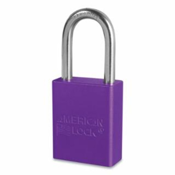 Buy ANODIZED ALUMINUM SAFETY PADLOCK, 1/4 IN DIA, 1-1/2 IN L, 25/32 IN W, PURPLE, KEY RETAIN now and SAVE!