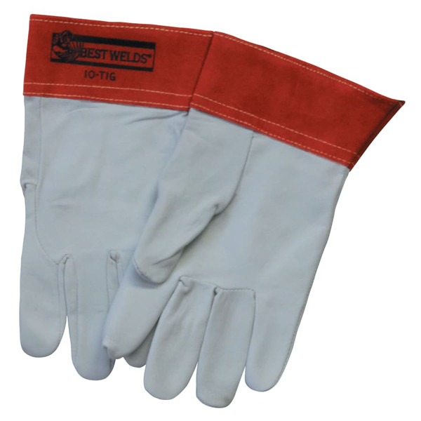 Buy 10-TIG CAPESKIN WELDING GLOVES, LARGE, WHITE/RED now and SAVE!