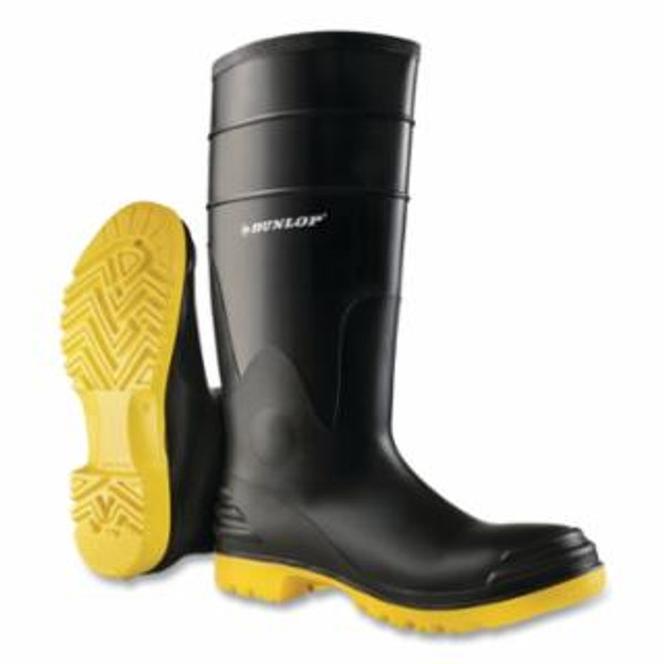 Buy POLYGOLIATH RUBBER BOOTS, STEEL TOE AND MIDSOLE, MEN'S 8, POLYBLEND/PVC, BLACK/YELLOW now and SAVE!