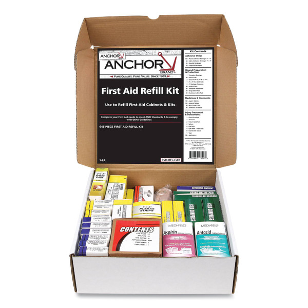 Buy 3 SHELF FIRST AID CABINET REFILL, CARDBOARD CASE, INCLUDES 640 PIECES now and SAVE!