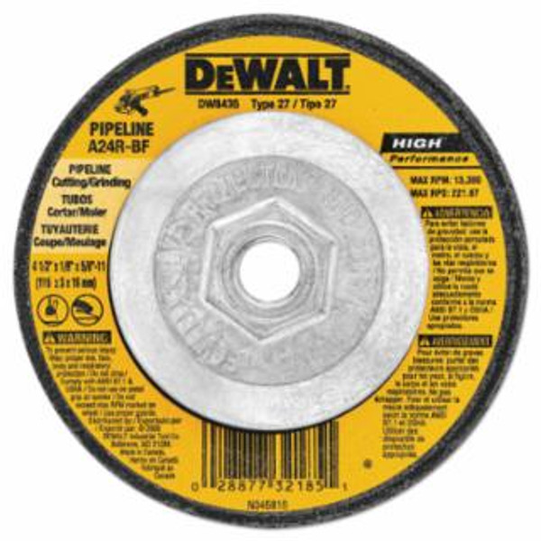 Buy TYPE 27 HP METAL GRINDING WHEEL, 4-1/2 IN DIA, 5/8 IN TO 11, 13,300 RPM, 24 GRIT now and SAVE!