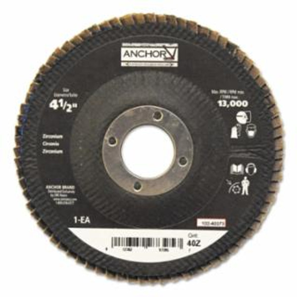 Buy ABRASIVE HIGH DENSITY FLAP DISC, 4-1/2 IN DIA, 40 GRIT, 7/8 IN ARBOR, 12,000 RPM now and SAVE!
