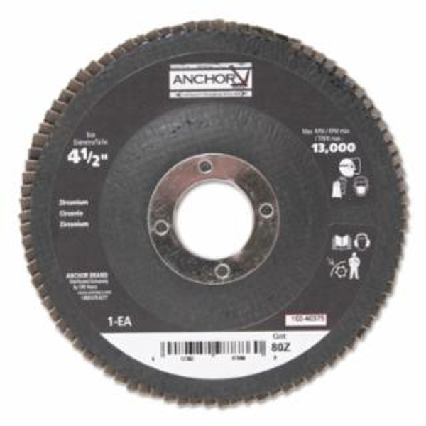 Buy ABRASIVE HIGH DENSITY FLAP DISCS, 4-1/2 IN DIA, 80 GRIT, 7/8 IN ARBOR, 12,000 RPM now and SAVE!