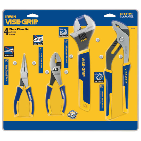 BUY 4-PC PROPLIER SETS, 6IN LONG NOSE/6IN SLIP JOINT/10IN PLIERS/TRAY now and SAVE!